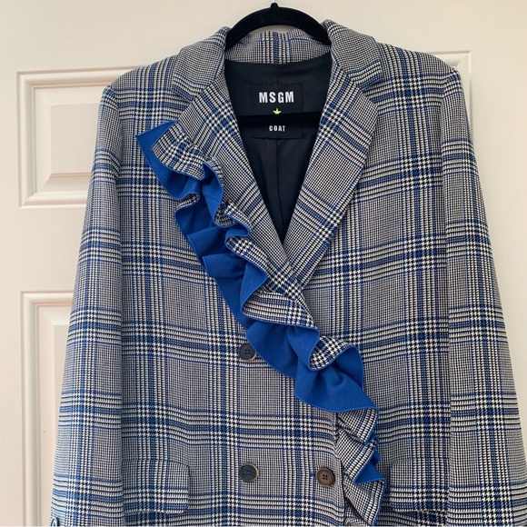 MSGM Ruffled Plaid Coat Size 42 IT (size M) - Picture 4 of 16